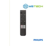 Prikaz daljinskog upravljača Philips TV Ambilight 65" PUS8079 4K televizora sa grafikom. Na slici je pored toga prikazan logo naše firme "MS Tech" i logo proizvođača "PHILIPS".