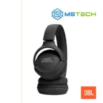 Na slici su prikazane slušalice JBL TUNE 520BT Black. Na slici se pored toga nalazi logo naše firme "MSTech" i logo proizvođača "JBL!".