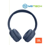 Na slici su prikazane slušalice JBL TUNE 520BT Blue. Na slici se pored toga nalazi logo naše firme "MSTech" i logo proizvođača "JBL!".