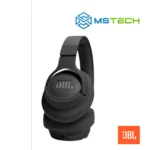 Na slici su prikazane slušalice JBL TUNE 720BT Black. Na slici se pored toga nalazi logo naše firme "MSTech" i logo proizvođača "JBL!".