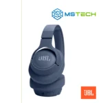 Na slici su prikazane slušalice JBL TUNE 720BT Blue . Na slici se pored toga nalazi logo naše firme "MSTech" i logo proizvođača "JBL!".