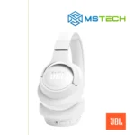Na slici su prikazane slušalice JBL TUNE 720BT White. Na slici se pored toga nalazi logo naše firme "MSTech" i logo proizvođača "JBL!".