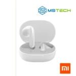 Na slici su prikazane Xiaomi Mi Redmi Buds 4 Lite White bežične slušalice. Na slici se pored toga nalazi logo naše firme "MSTech" i logo proizvođača "XIAOMI".