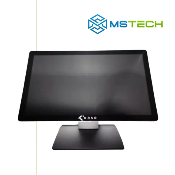 Na slici je prikazan AIO Kase 18,5" All-In-One Desktop. Prikazana je prednja strana računara. Na slici se pored toga nalazi logo naše firme "MSTech".