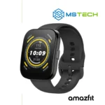 Prikaz desne strane AMAZFIT BIP 5 BLACK pametnog sata. Pored toga na slici je prikazan logo naše firme "MSTech" i logo proizvođača "AMAZFIT".