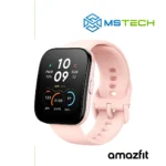 Prikaz desne strane AMAZFIT BIP 5 PINK pametnog sata. Pored toga na slici je prikazan logo naše firme "MSTech" i logo proizvođača "AMAZFIT".
