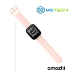 Prikaz kompletnog sata AMAZFIT BIP 5 PINK pametnog sata. Pored toga na slici je prikazan logo naše firme "MSTech" i logo proizvođača "AMAZFIT".