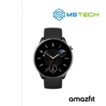 Prikaz prednje strane AMAZFIT GTR MINI BLACK pametnog sata. Pored toga na slici je prikazan logo naše firme "MSTech" i logo proizvođača "AMAZFIT".