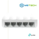 Na slici su prikazani TP-LINK LS1005 5-PORT 10/100 MBPS SWITCH, logo naše firme "MSTech" i logo proizvođača "TP-LINK".