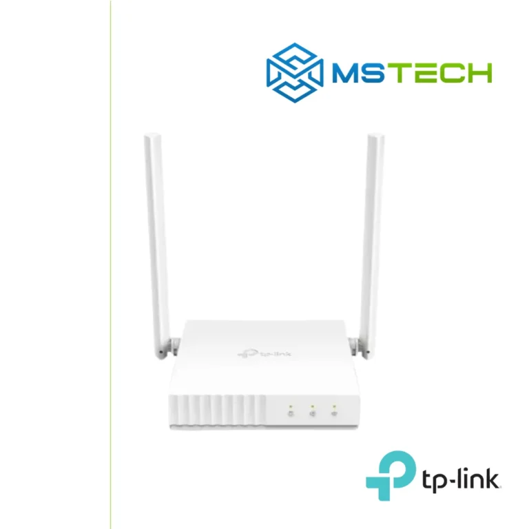 Na slici su prikazani TP-LINK TL-WR844N WIRELESS N ROUTER, logo naše firme "MSTech" i logo proizvođača "TP-LINK".