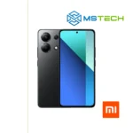 Prikaz XIAOMI REDMI NOTE 13 4G 8GB 256GB Midnight Black mobilnog telefona. Na slici je prikazana prednja i zadnja strana mobitela. Pored toga na slici se nalazi logo naše firme "MS Tech" i logo proizvođača "XIAOMI".