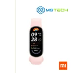 Prikaz prednje strane XIAOMI SMART BAND 9 Mystic Rose pametnog sata. Pored toga na slici je prikazan logo naše firme "MSTech" i logo proizvođača "XIAOMI".