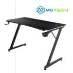 Na slici je prikazan Gaming Stol Trust GXT 709 Luminus RGB. Pored toga na slici se nalazi logo naše firme "MSTech"
