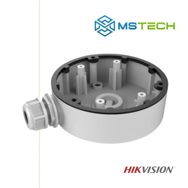 Na slici su prikazani HIKVISION DS-1280ZJ-DM46 KUTIJA ZA MONTAŽU KAMERA, logo naše firme "MSTech" i logo proizvođača "HIKVISION".