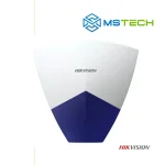 Na slici su prikazani HIKVISION DS-PS1-B HYBRID PRO VANJSKA ŽIČANA SIRENA SA BLJESKALICOM, logo naše firme "MSTech" i logo proizvođača "HIKVISION".
