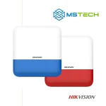 Na slici su prikazani HIKVISION DS-PS1-E-WE BEŽIČNA VANJSKA SIRENA, logo naše firme "MSTech" i logo proizvođača "HIKVISION".