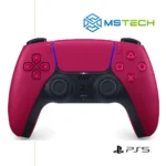 Na slici je prikazan PlayStation 5 PS5 DualSense Wireless Controller Cosmic Red. Pored toga na slici je prikazan logo naše firme "MSTech" i logo proizvođača "PlayStation".