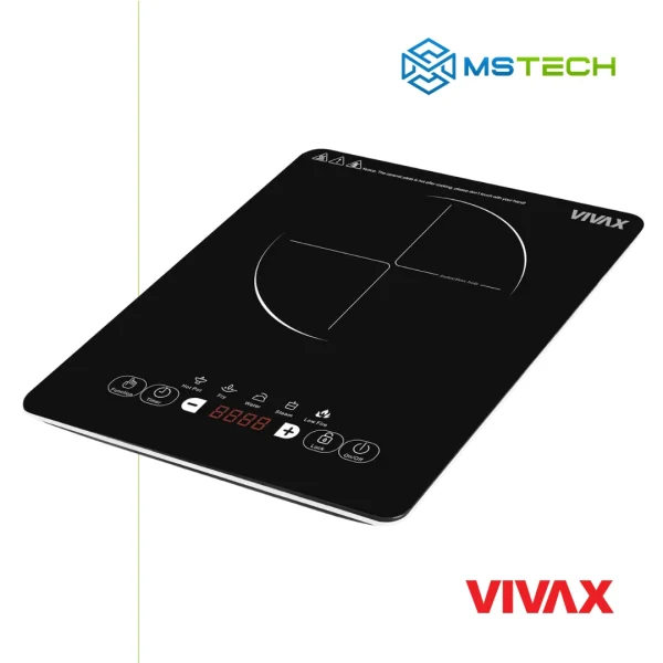 Na slici su prikazani VIVAX HOME INDUKCIJSKA PLOČA HPI-1500TP, logo naše firme "MSTech" i logo proizvođača "VIVAX".