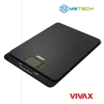 Na slici su prikazani VIVAX HOME KUHINJSKA VAGA KS-502B crna, logo naše firme "MSTech" i logo proizvođača "VIVAX".