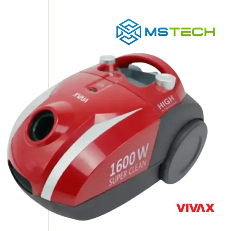 Na slici su prikazani VIVAX HOME USISIVAČ VC-1610R CRVENI, logo naše firme "MSTech" i logo proizvođača "VIVAX".