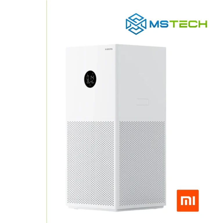 Na slici su prikazani Xiaomi Mi Smart Air Purifier 4 Lite, logo naše firme "MSTech" i logo proizvođača "XIAOMI".