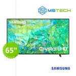 Prikaz prednje strane Samsung LED TV 65" UE65DU7172UXXH televizora sa grafikom. Na slici je pored toga prikazan broj inči (65), logo naše firme "MS Tech" i logo proizvođača "SAMSUNG".