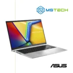 Prikaz lijeve prednje strane ASUS Vivobook 15 X1502VA-BQ298 laptopa. Na slici su pored toga prikazani logo naše firme "MS Tech" i logo proizvođača "ASUS".