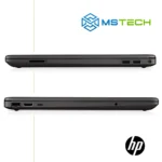 Prikaz lijeve i desne strane Laptop HP 255 G8 7J034AAW/12GB. Laptop je zatvoren i jasno možemo vidjeti koje portove ima. Sa desne strane nalaze se Čitač MicroSD kartica, 2x USB port i port za punjenje laptopa. Sa lijeve strane nalazi se 3.5mm ulaz za slišalice, USB-C port, HDMI port i LAN port. Pored toga, na slici se nalazi logo naše firme "MS Tech" i logo proizvođača laptopa "HP".