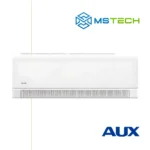 Prikaz prednje strane unutrašnje jedinice Aufit C-Series 12K inverter klima uređaja bijele boje. Na slici se nalazi logo naše firme "MS Tech" i logo proizvođača "AUX".