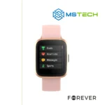 Prikaz prednje strane Forever ForeVigo 2 SW-310 ROSE GOLD SMART WATCH pametnog sata. Pored toga na slici je prikazan logo naše firme "MSTech" i logo proizvođača "FOREVER".