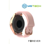 Prikaz zadnje strane Forever ForeVive 3 SB-340 GOLD SMART WATCH pametnog sata. Pored toga na slici je prikazan logo naše firme "MSTech" i logo proizvođača "FOREVER".