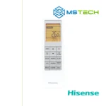 Prikaz daljinskog upravljača Hisense Energy Expert KF35XR0EG 12K inverter klima uređaja bijele boje. Na slici se nalazi logo naše firme "MS Tech" i logo proizvođača klime "Hisense."