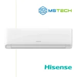 Prikaz prednje strane unutrašnje jedinice Hisense Energy Expert KF35XR0EG 12K inverter klima uređaja bijele boje. Na slici se nalazi logo naše firme "MS Tech" i logo proizvođača klime "Hisense."