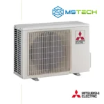 Prikaz prednje strane vanjske jedinice Mitsubishi MSZ/MUZ-HJ35VA inverter klima uređaja bijele boje. Na slici se pored toga nalazi logo naše firme "MS Tech" i logo Mitsubishi Electric.