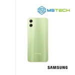 Prikaz Samsung Galaxy A05 4GB 64GB Light Green mobilnog telefona. Na slici je prikazana zadnja strana mobitela. Pored toga na slici se nalazi logo naše firme "MS Tech" i logo proizvođača "SAMSUNG".