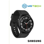 Prikaz lijeve strane SAMSUNG GALAXY WATCH 6 Classic (R950) 43MM Black pametnog sata. Pored toga na slici je prikazan logo naše firme "MSTech" i logo proizvođača "SAMSUNG".