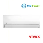 Prikaz prednje strane unutrašnje jedinice VIVAX COOL ACP 18CH50AEHI+ R32 inverter klima uređaja bijele boje. Na slici se nalazi logo naše firme "MS Tech" i logo proizvođača "VIVAX".