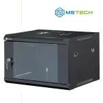 Na slici su prikazani ANSEC 9U Rek ormar, 600x450 zidni i logo naše firme "MSTech"