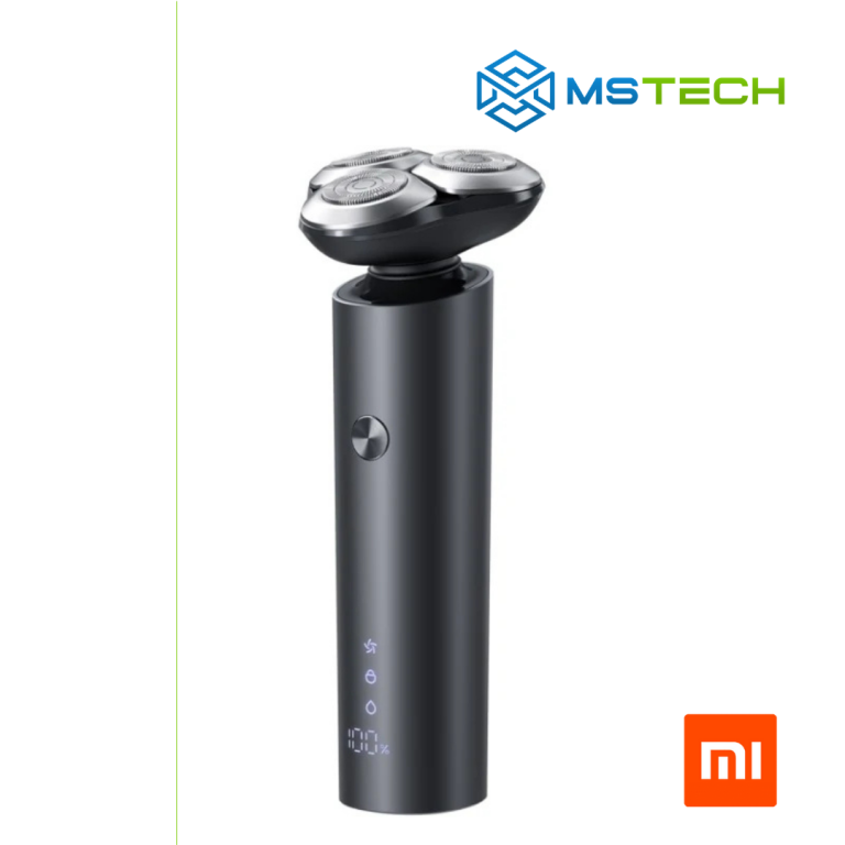 Na slici su prikazani Brijač Xiaomi Electric Shaver S301 bežični, logo naše firme "MSTech" i logo proizvođača "XIAOMI".
