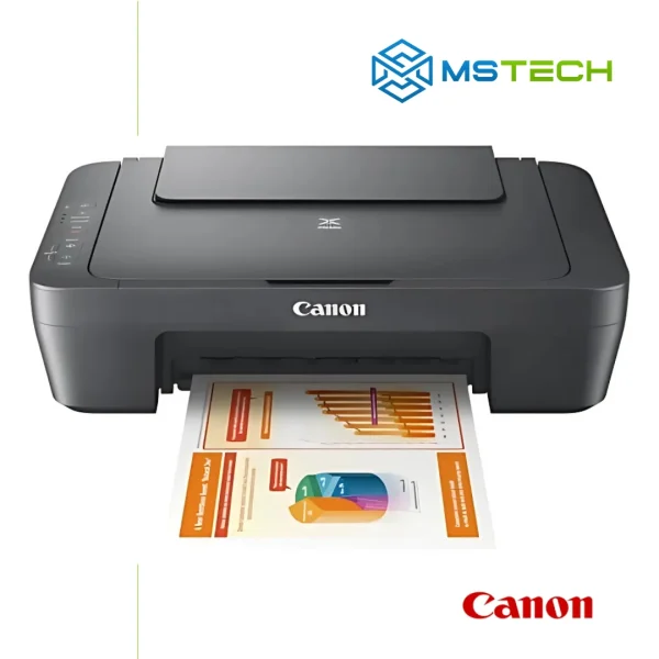 Na slici su prikazani CANON Pixma MG2551S MFP printer, logo naše firme "MSTech" i logo proizvođača "CANON".