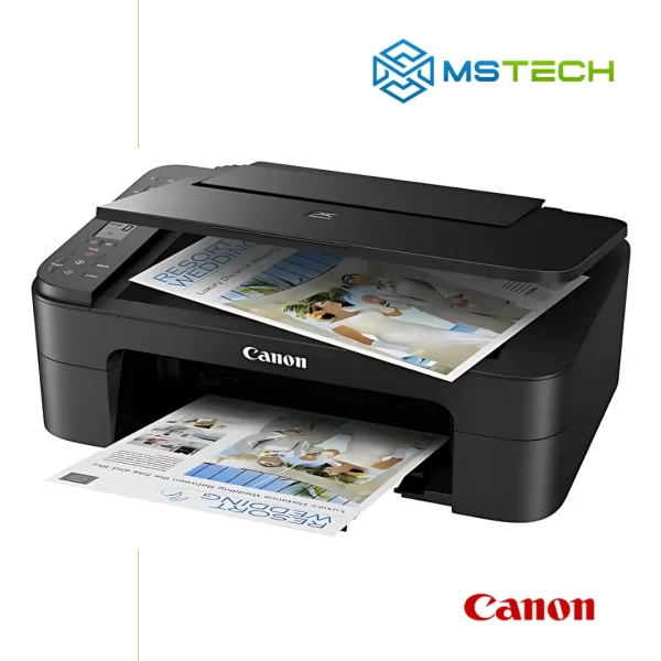 Na slici su prikazani CANON Pixma TS3350 MFP Printer , logo naše firme "MSTech" i logo proizvođača "CANON".