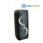 Na slici su prikazani GNC MusicBox Party 180W bluetooth i logo naše firme "MSTech"