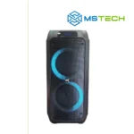 Na slici su prikazani GNC MusicBox Party 240W bluetooth i logo naše firme "MSTech"