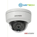 Na slici su prikazani HIKVISION DS-2CD1123G2-I EXIR FIXED DOME IP KAMERA, logo naše firme "MSTech" i logo proizvođača "HIKVISION".