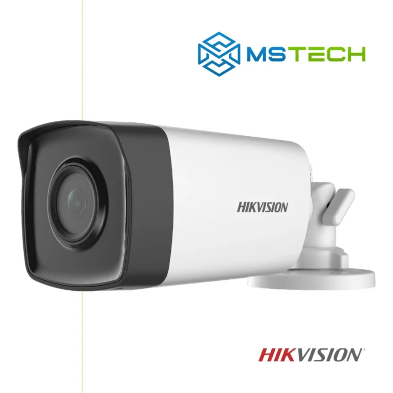 Na slici su prikazani HIKVISION DS-2CE17D0T-IT3F, logo naše firme "MSTech" i logo proizvođača "HIKVISION".