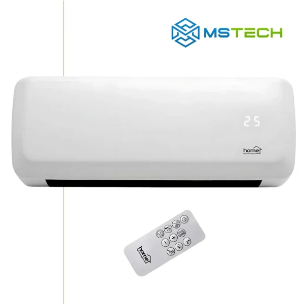 Na slici su prikazani Home električna zidna grijalica sa daljinskim FKF 42201 2000W i logo naše firme "MSTech"