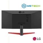 Na slici je prikazan LG Gaming Monitor UltraWide 29". Prikazana je njegova zadnja strana sa grafikom. Pored toga na slici se nalazi logo naše firme "MSTech" i logo proizvođača "LG".