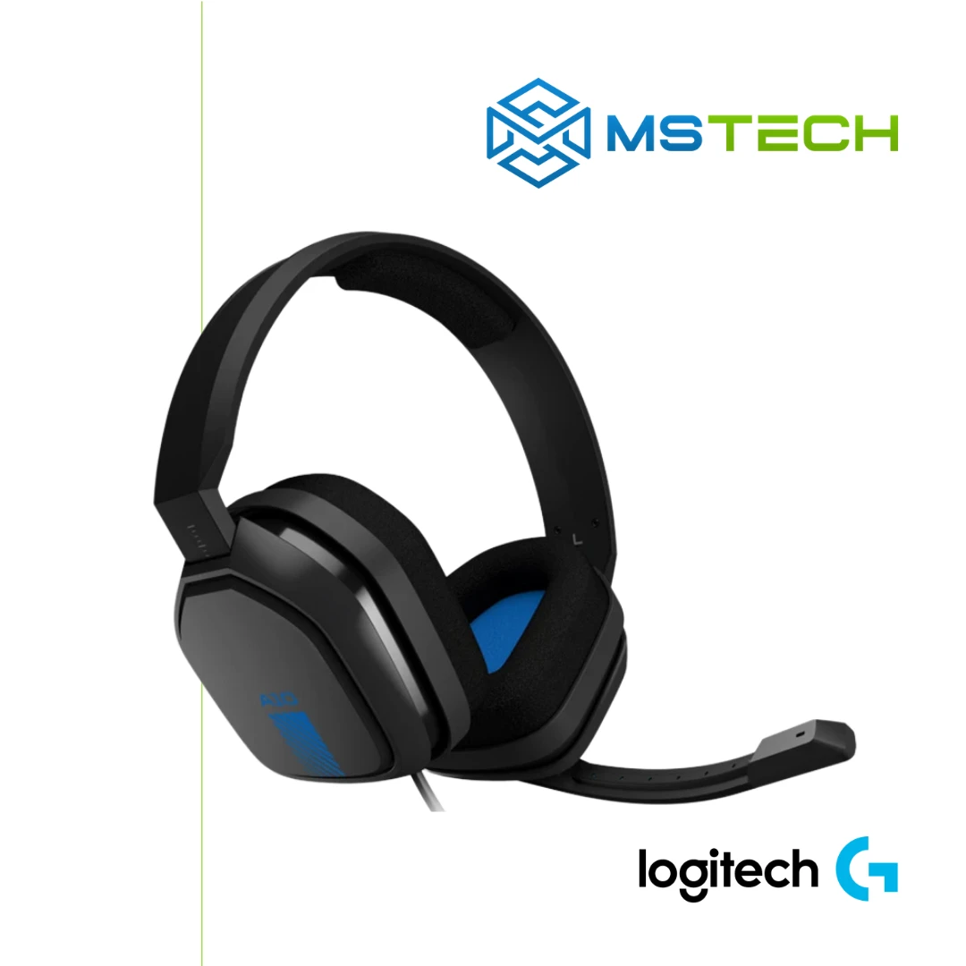 logitech-astro-a10-headset-for-ps4 Na slici su prikazane Logitech ASTRO A10 Headset for PS4 slušalice crne boje. Pored toga na slici se nalazi logo naše firme "MSTech" i logo proizvođača "LOGITECH"