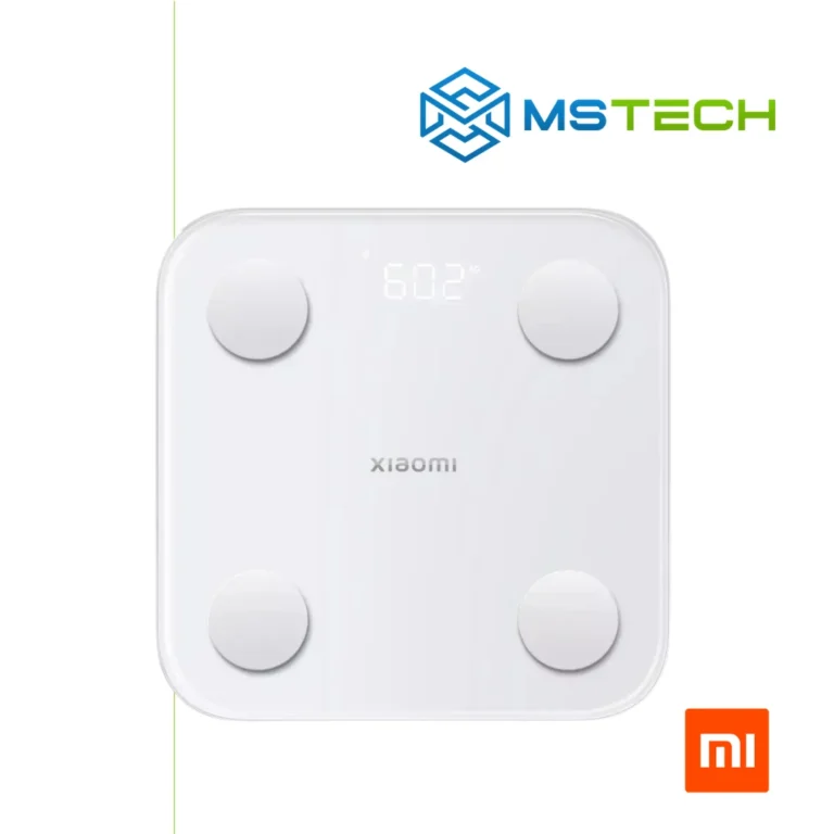 Na slici su prikazani Pametna vaga Xiaomi Composition Scale S400, logo naše firme "MSTech" i logo proizvođača "XIAOMI".