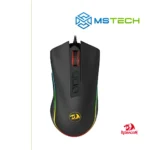 Na slici je prikazan ReDragon Gaming Mouse - Cobra Chroma M711. Prikazana je gornja strana miša. Na slici se pored toga nalazi logo naše firme "MSTech" i logo proizvođača "REDRAGON".